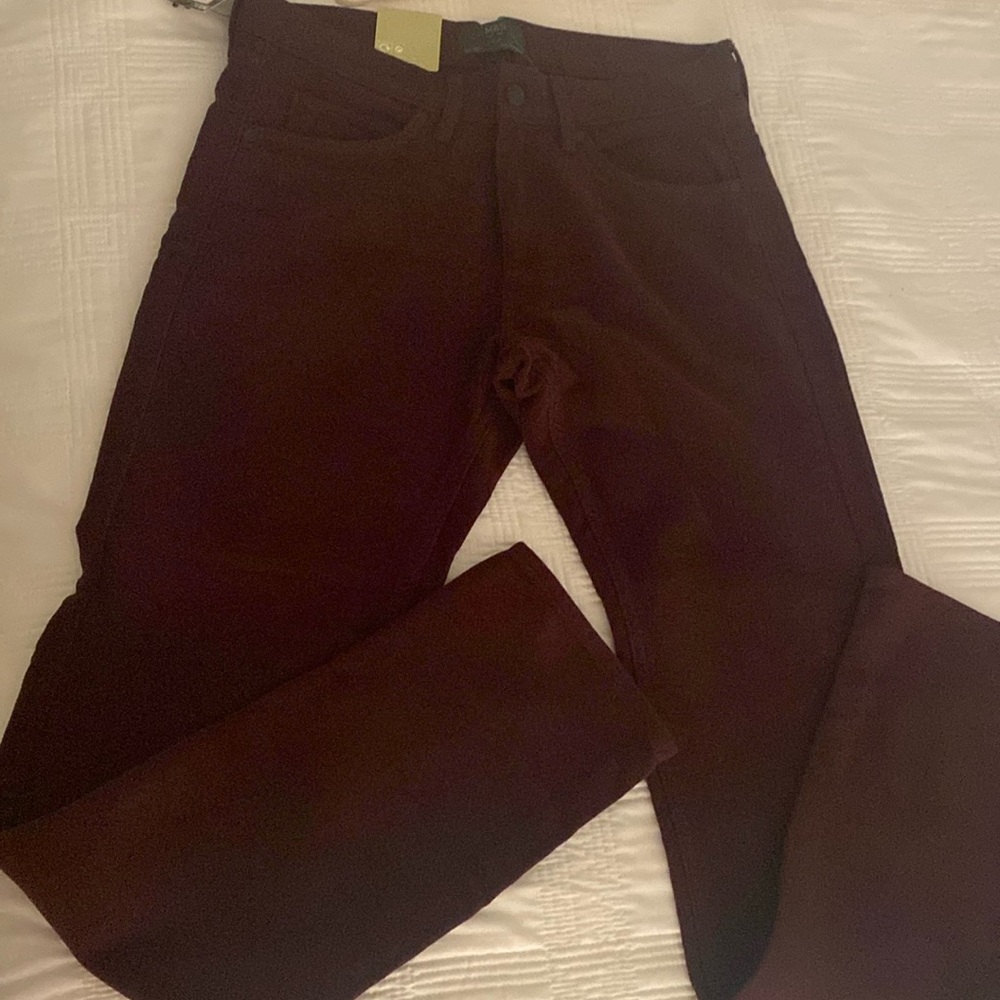Marks & Spencer Slim Fit Burgundy Italian-made 32x33” Suede like pants
